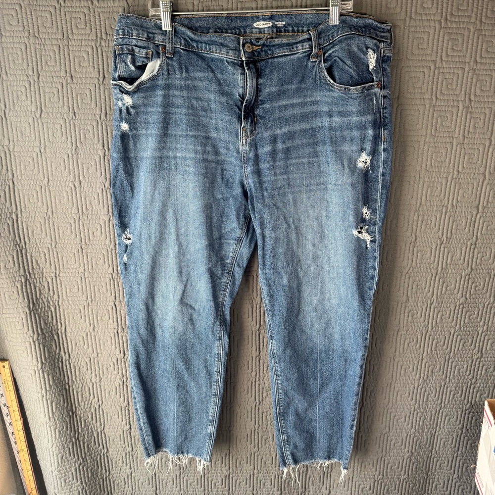 Old Navy Jeans Women’s 18 Blue Boyfriend Distressed Midrise